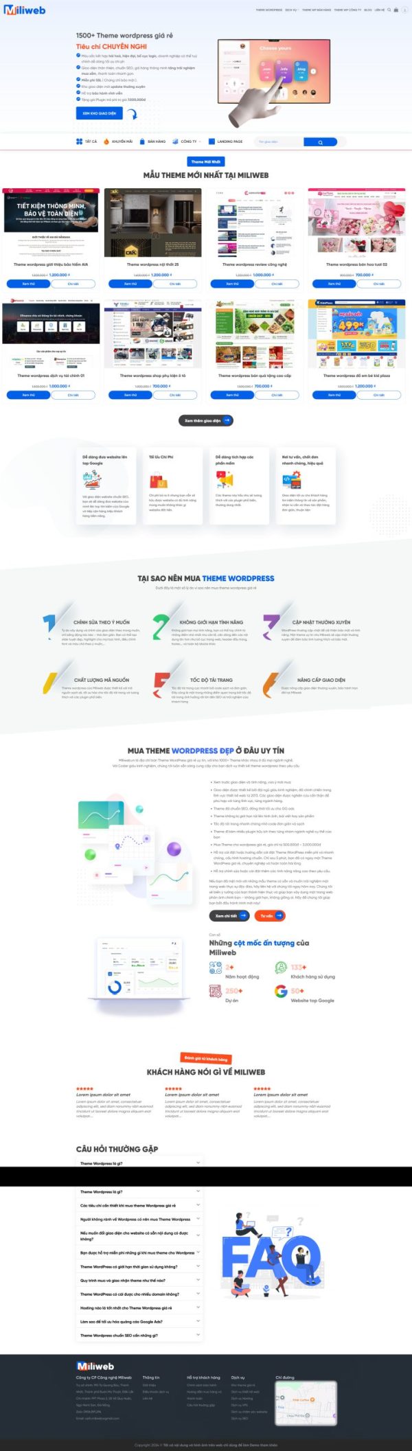 Thiết kế website shop bán theme miliweb