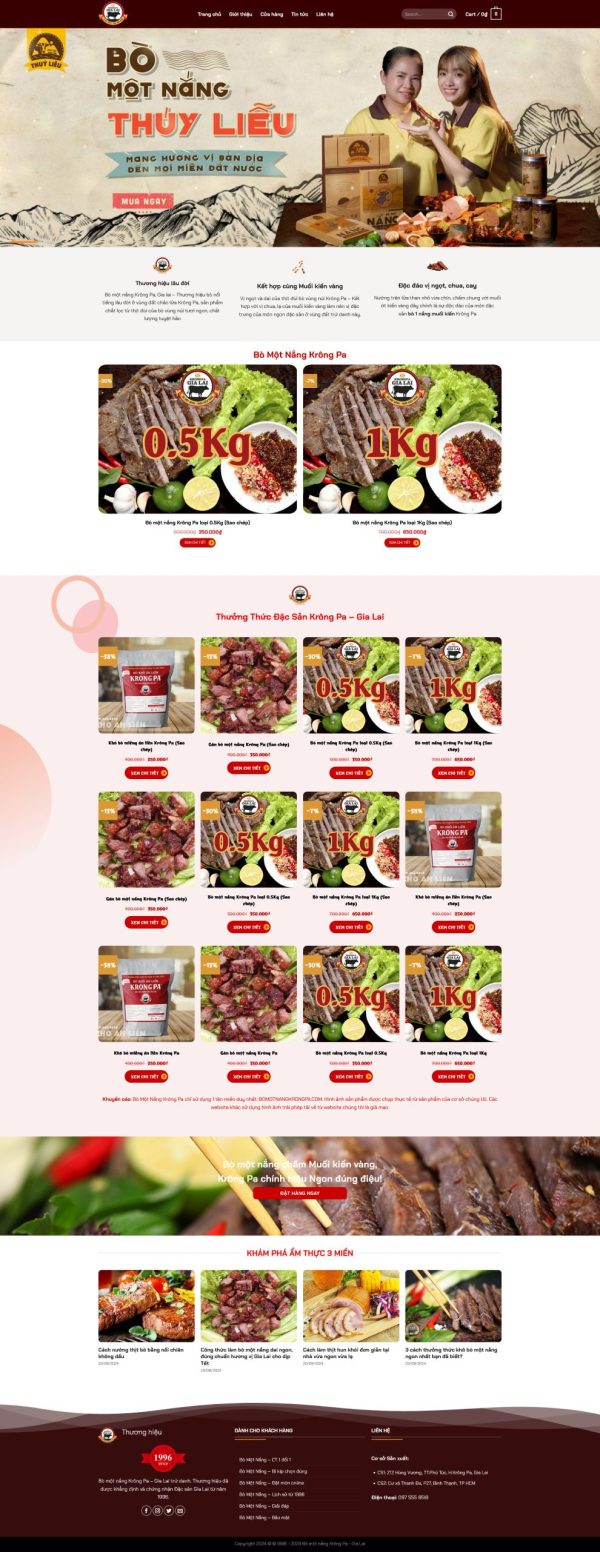 Thiết kế website wordpress bò một nắng đặc sản tây nguyên