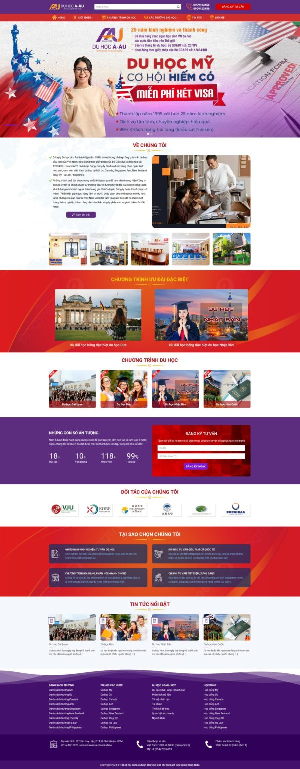 Thiết kế website wordpress dịch vụ du học 6