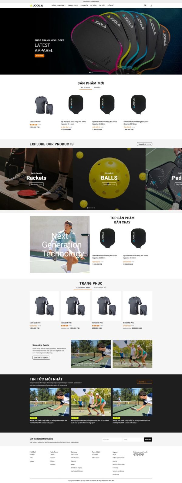 Thiết kế Website WordPress Bán dụng cụ chơi Pickleball 2