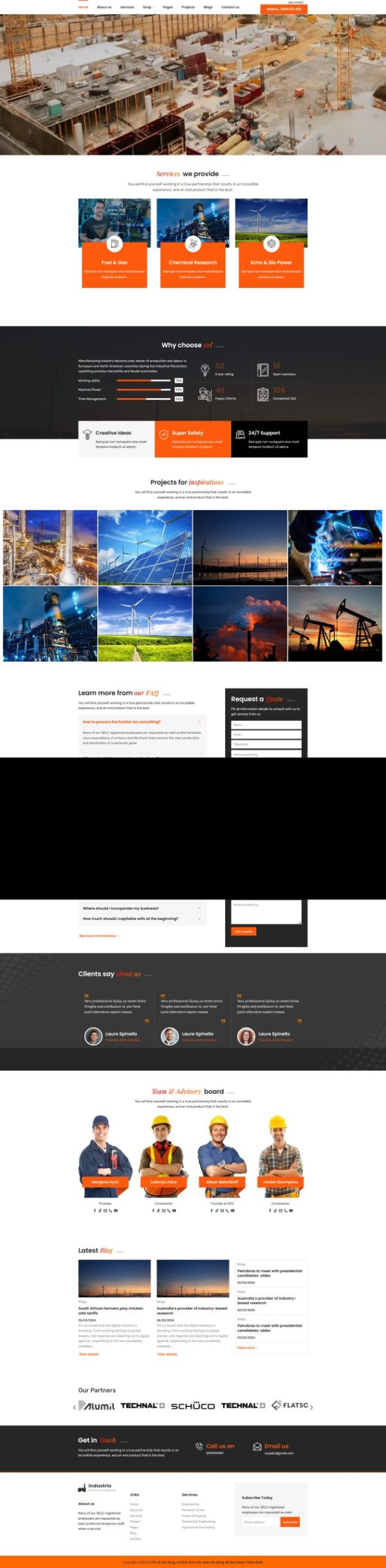 Thiết kế website wordpress giới thiệu công ty xây dựng