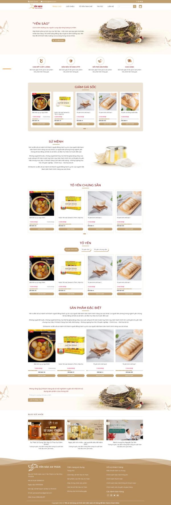 Thiết kế website wordpress bán yến xào 4