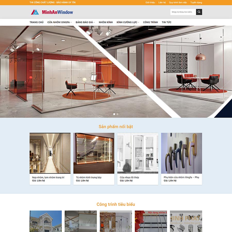 THIẾT KẾ WEBSITE CỬA NHÔM KÍNH