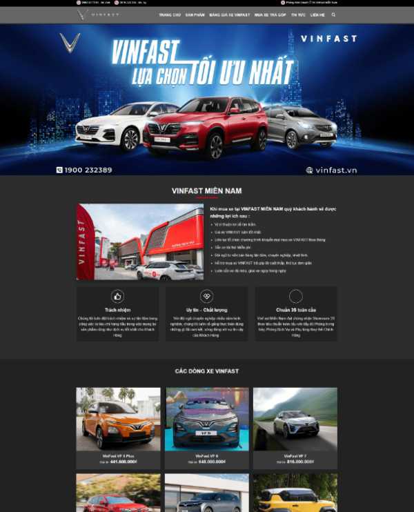 thiết kế website bán xe VinFast