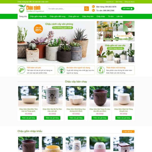 thiết kế website bán chậu cây cảnh văn phòng
